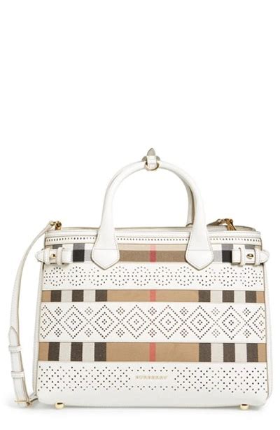 burberry medium banner perforated|Burberry Medium Banner Perforated Stripe Satchel Handbags.